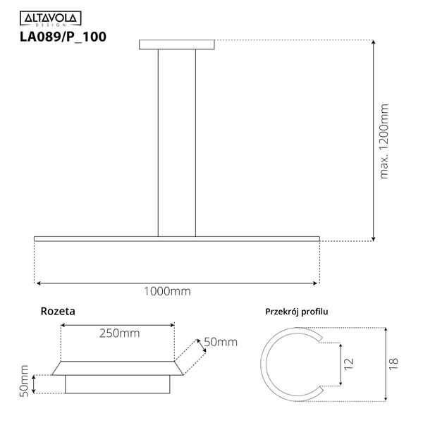 Pendant Lamp LINEA No.1 100 cm 4k copper dimmable Altavola Design