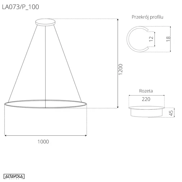 Pendant Lamp Led Ring No.1 Φ100 cm in 3k gold Altavola Design