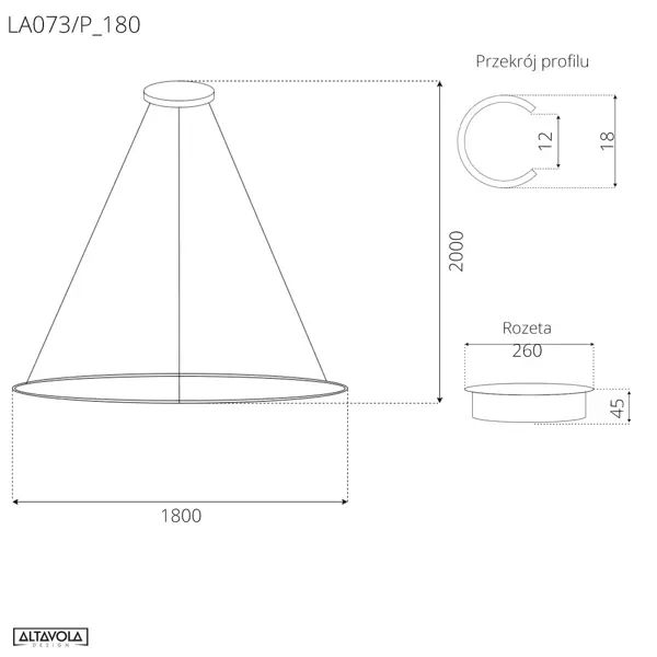 Pendant Lamp Led Ring No.1 Φ180 cm in 3k black dimmable Altavola Design