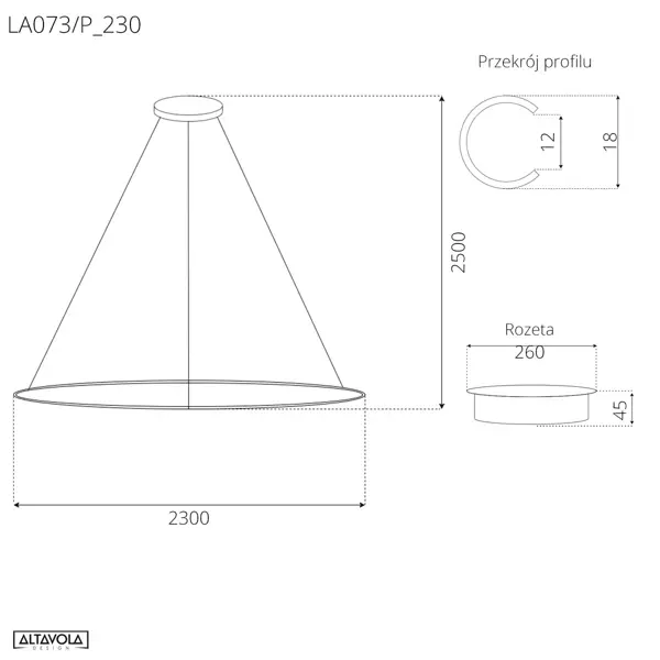 Pendant Lamp Led Ring No.1 Φ230 cm in 2700k black dimmable Altavola Design