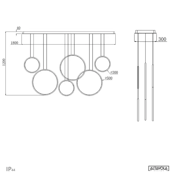 Lampe LED RINGE Nr. 8 schwarz 180cm 3k