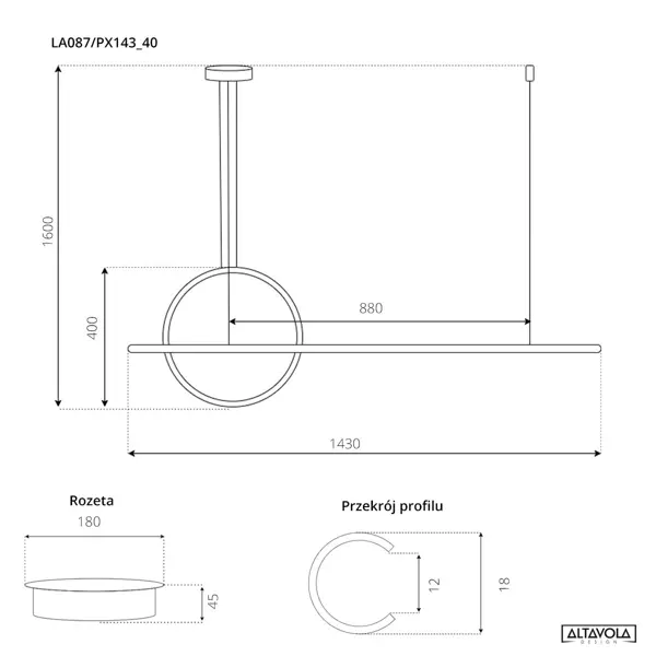 Pendelleuchte Led LINEA No.2 Φ40 cm 4k  kupfer  dimmbar Altavola Design