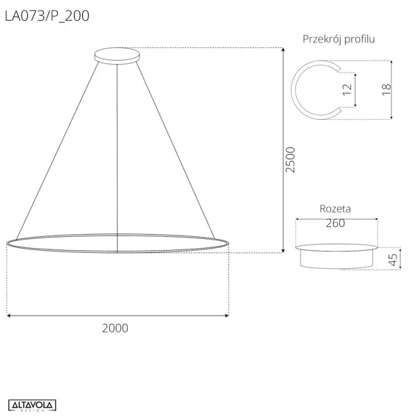 Pendelleuchte Led Ring No.1 Φ200 cm in 3k shwarz dimbar Altavola Design