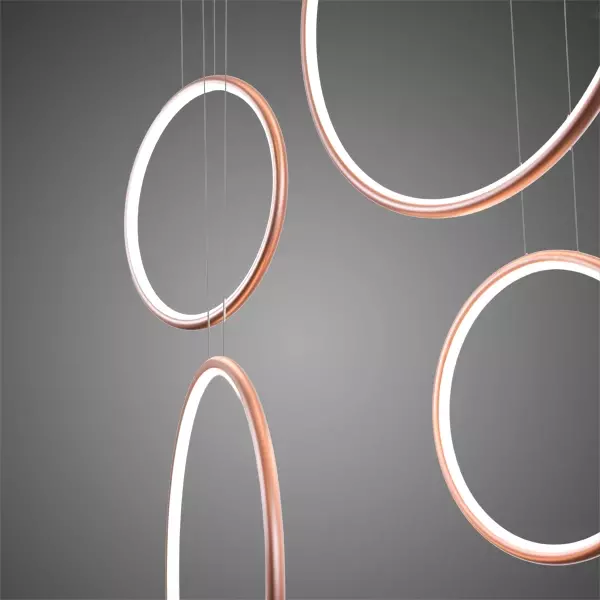 Pendelleuchte Led Ring no.8  90 cm in 3k  kupfer  dimmbar Altavola Design