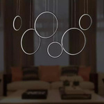 Altavola Design: Pedant lamp LED RINGS  no. 8 black 180 cm in 3k