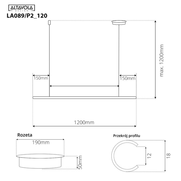 Pendant Lamp LINEA No.1B 120cm 3k gold Altavola Design