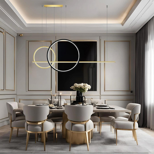 Pendant Lamp LINEA No.4 B Φ60/40 cm gold-black 3k Altavola Design