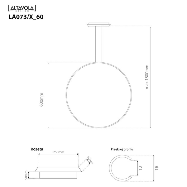 Pendant Lamp Led Ring No.1 X Φ60cm in 4k black dimmable Altavol Design