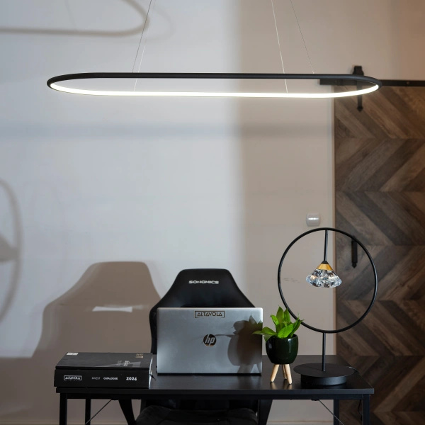 Pendant Lamp Led Ring Oval No.1 in 4k black 