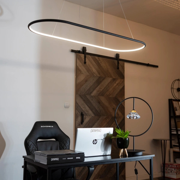 Pendant Lamp Led Ring Oval No.1 in 3k black 