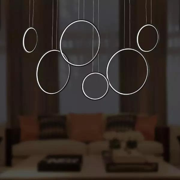 Altavola Design: Pedant lamp LED RINGS  no. 8 black 180 cm in 3k