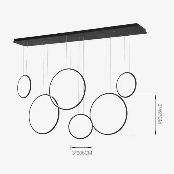 Altavola Design: Pedant lamp LED RINGS  no. 8 black 180 cm in 3k
